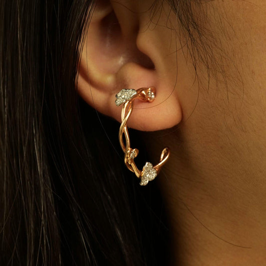 Hoop Vine Diamond Earrings