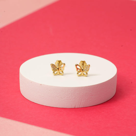 Kids Winged Butterfly Diamond Stud Earrings