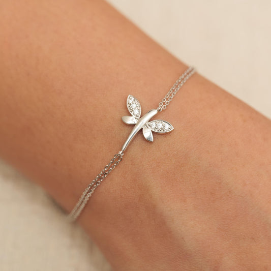 Dragonfly Natural Diamond Chain Bracelet