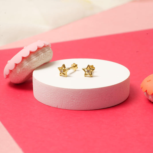 Kids Hollow Star Diamond Stud Earrings