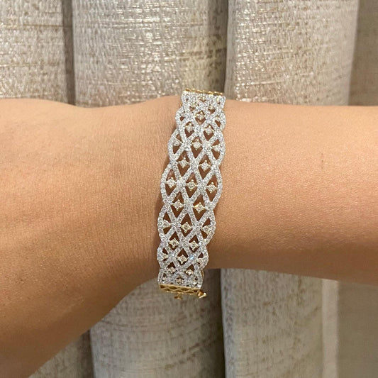 Lattice Broad Natural Diamond Cocktail Bracelet