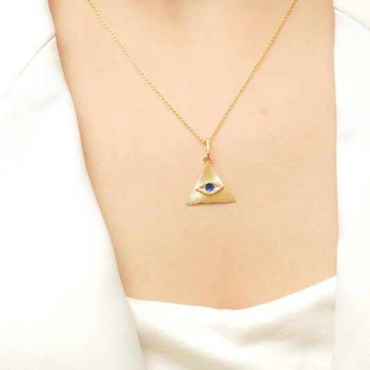 Triangle Evil Eye Natural Diamond Pendant