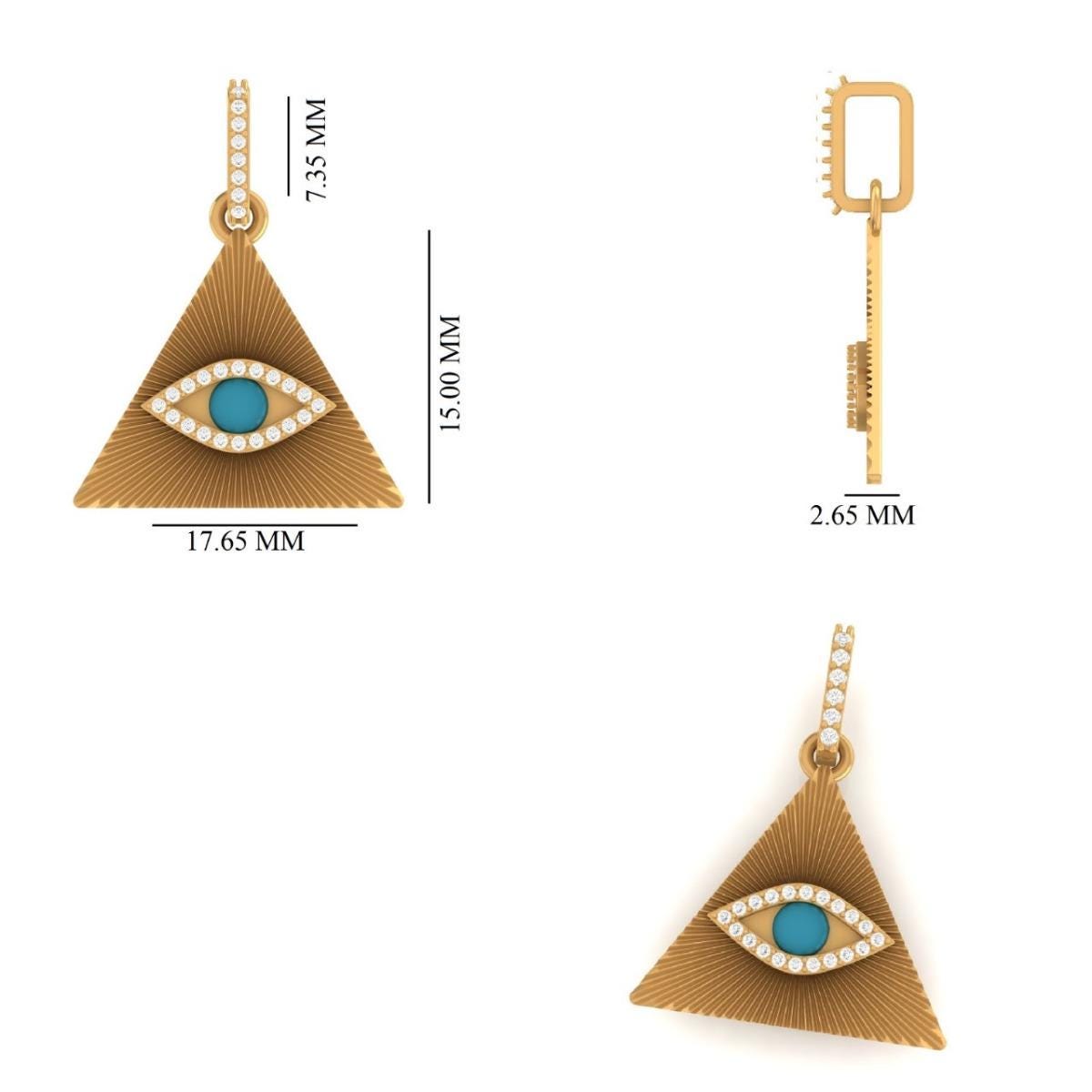 Triangle Evil Eye Natural Diamond Pendant