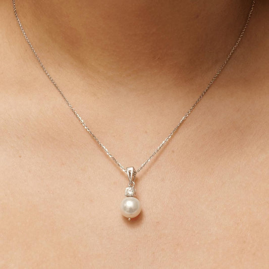 Pearl Diamond Pendant Necklace