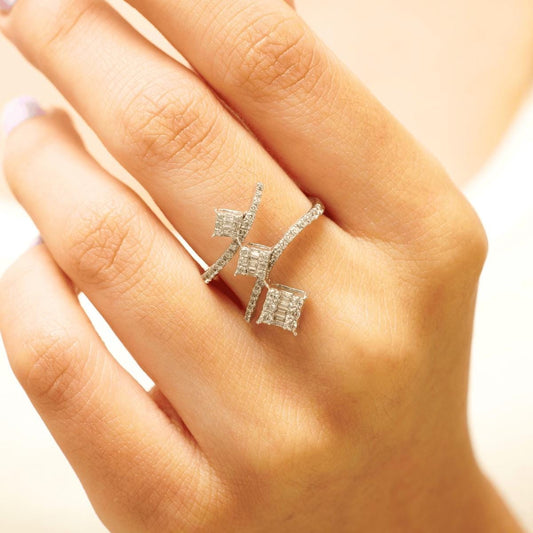 Cocktail Diamond Crossover Ring