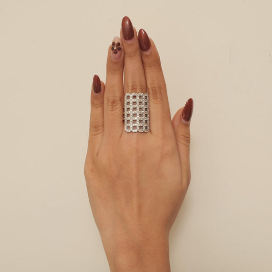 Check Design Wide Cocktail Ring