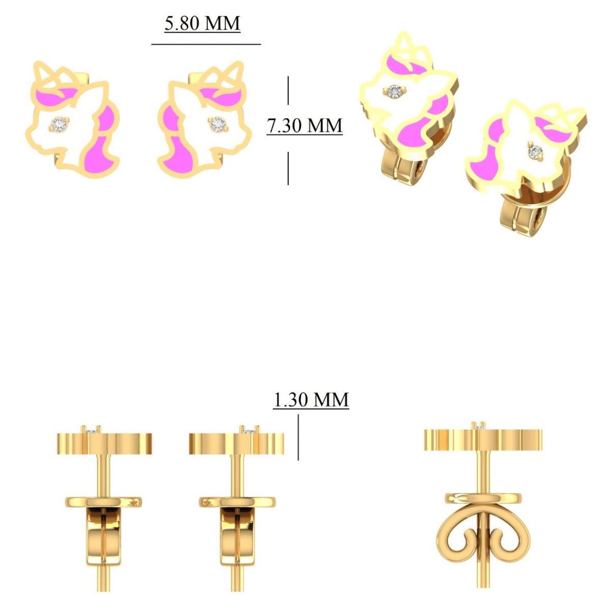 Unicorn Diamond Stud Earrings