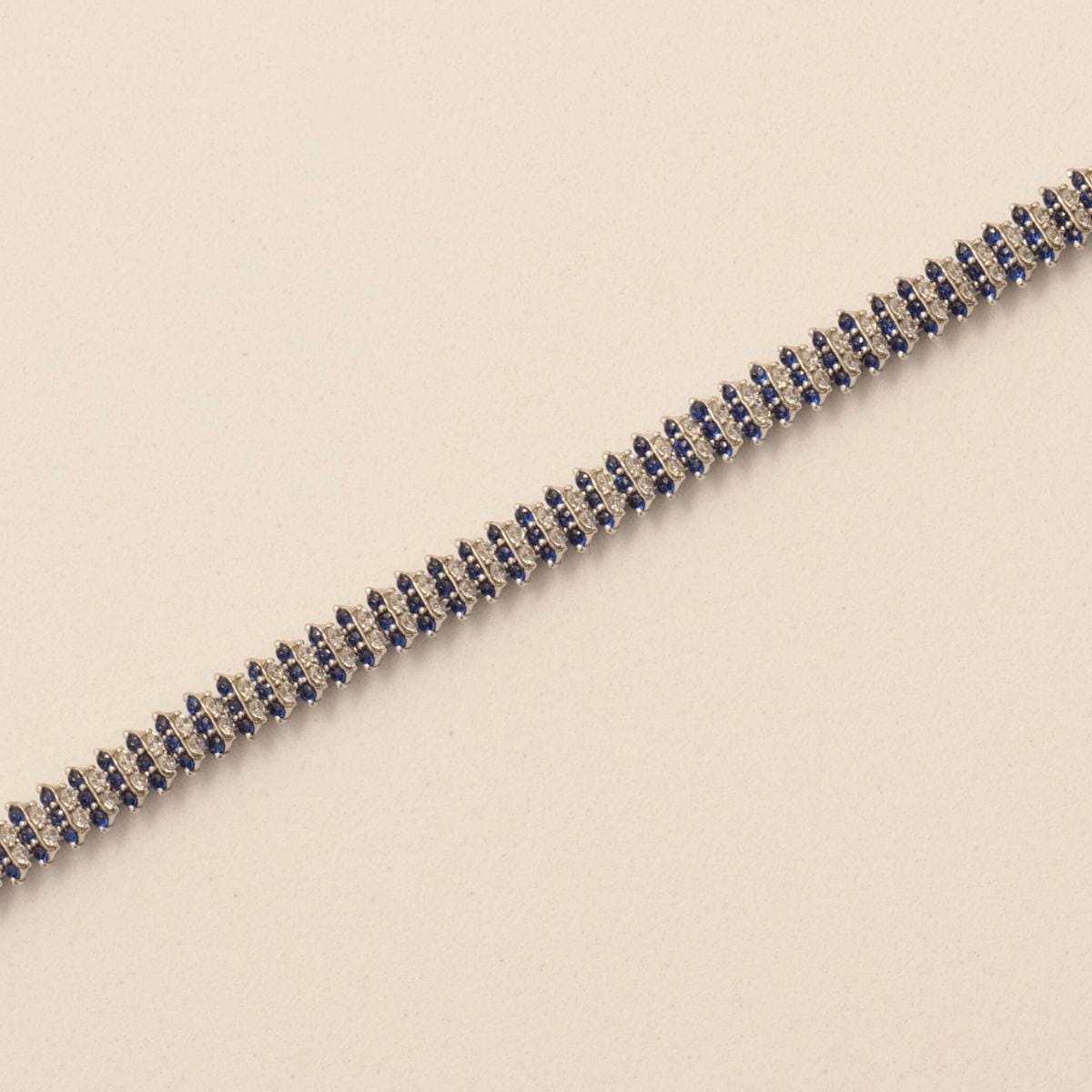Blue Sapphire Natural Diamond Wedding Tennis Bracelet