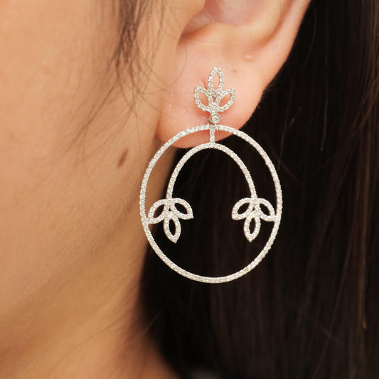 Floral Hoop Dangle Earrings