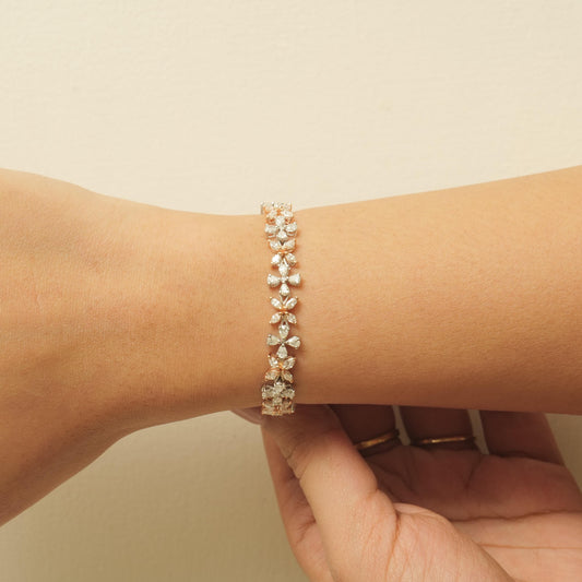 Floral Link Tennis Diamond Bracelet