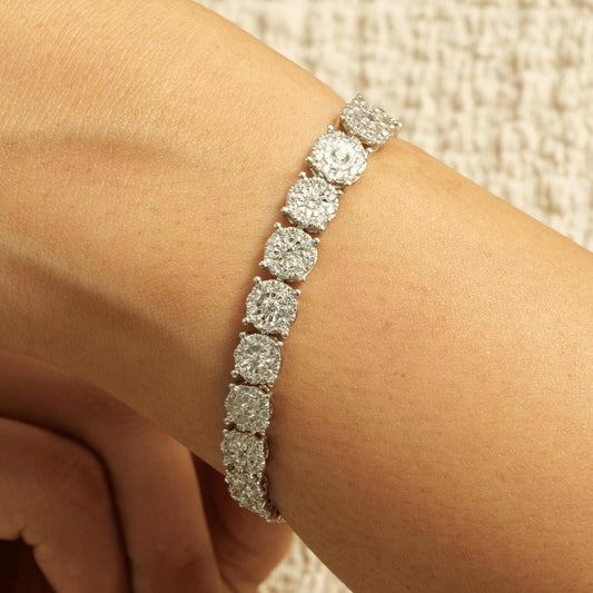 Floral Cluster Natural Diamond Tennis Bracelet