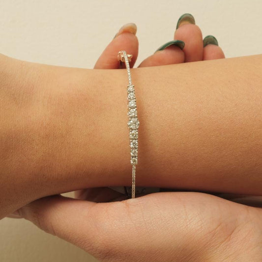 Solitaire Natural Diamond Cuff Bracelet