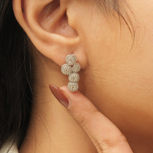 Cluster Natural Diamonds Round Drop Studs