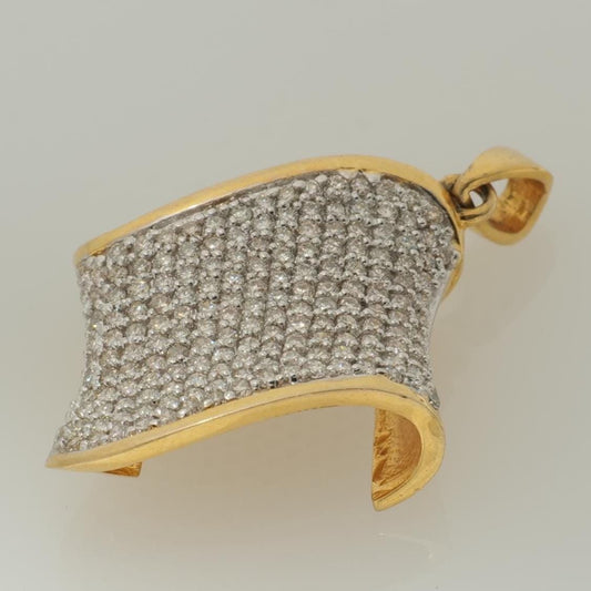 Curved Wave Natural Diamond Pave Pendant