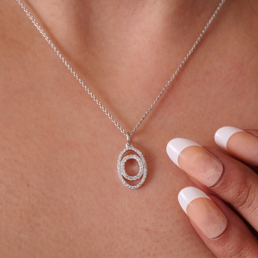 Oval Loop Natural Diamond Pendant