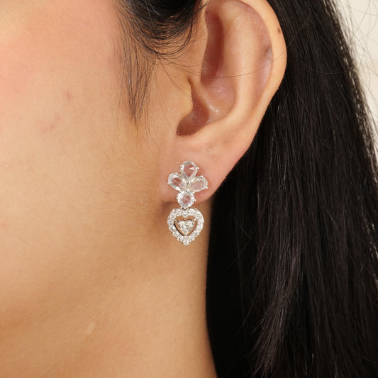 Floral Heart Halo Diamond Studs