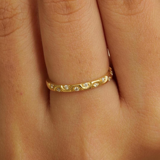 Crescent Diamond Band Ring
