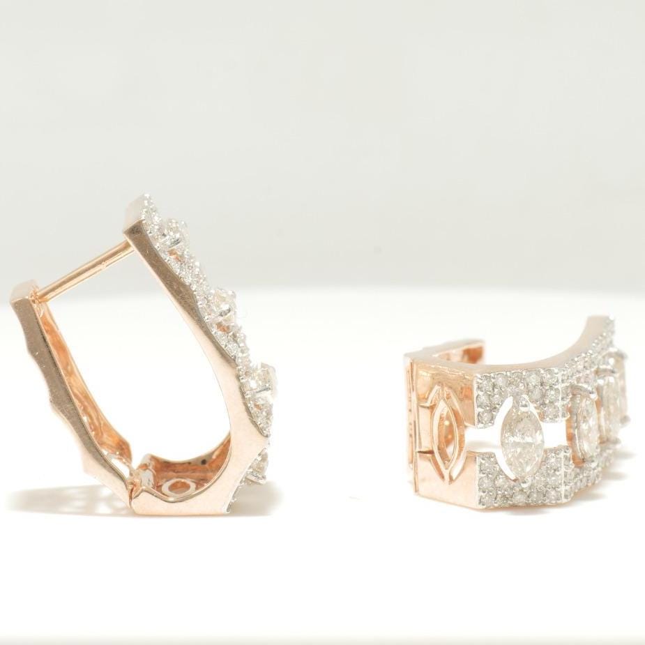 Marquise Diamond Huggie Earrings