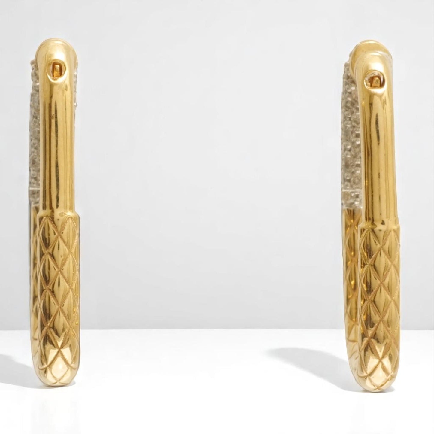 Carabiner Diamond Huggie Hoop Earrings