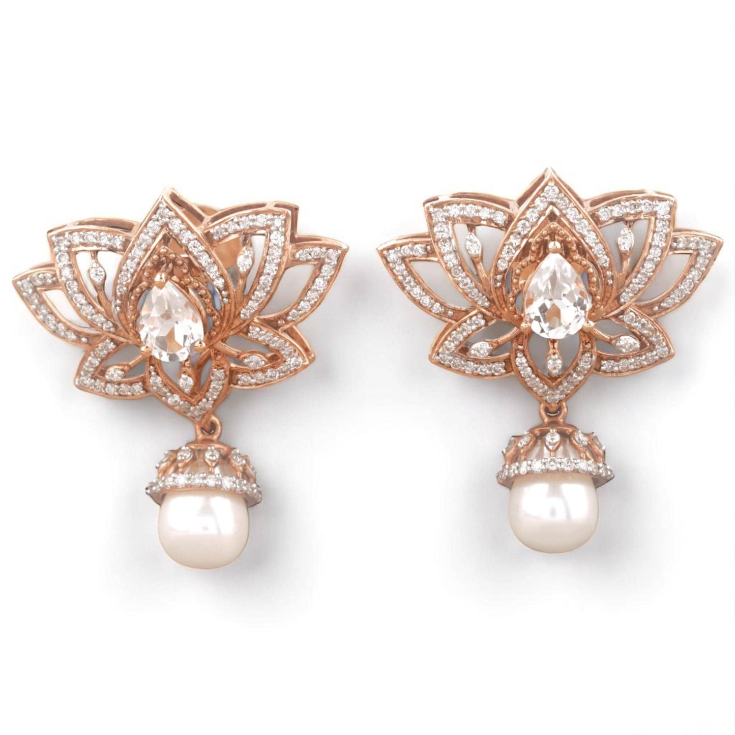 Lotus Pearl Drop Earrings