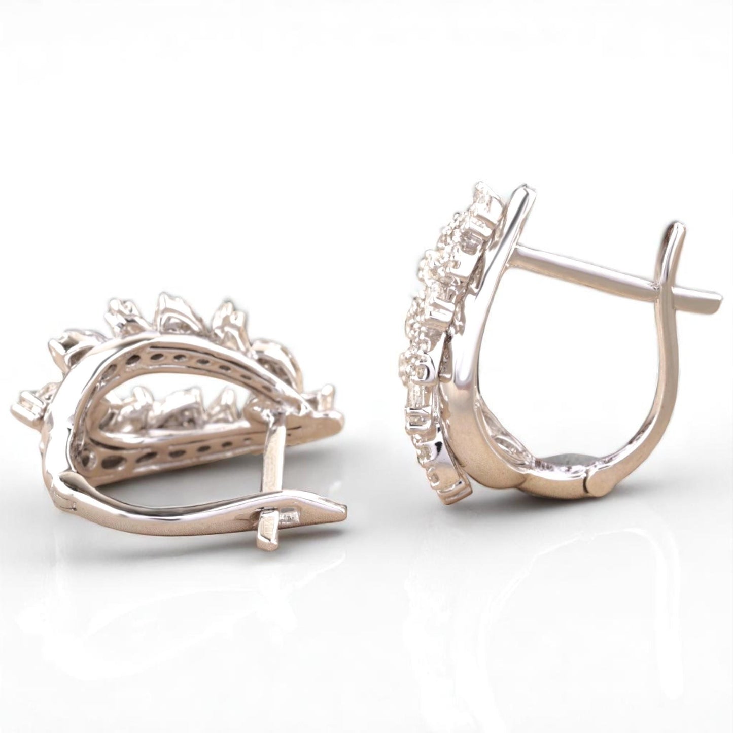 Leaves Diamond Huggie Earrings