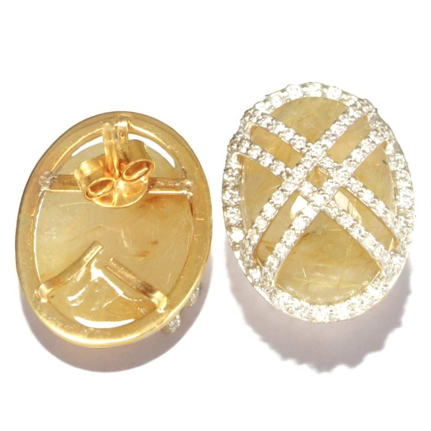 Oval Rutile Quartz Earrings