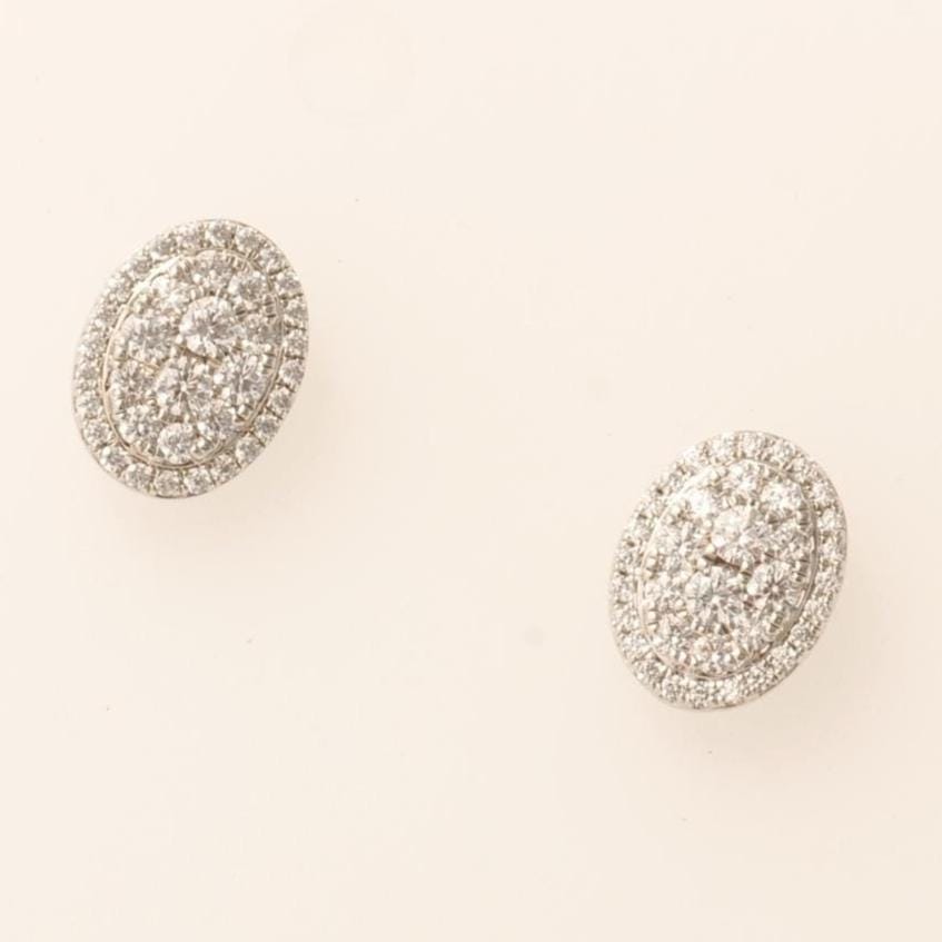 Oval Halo Diamond Stud Earrings