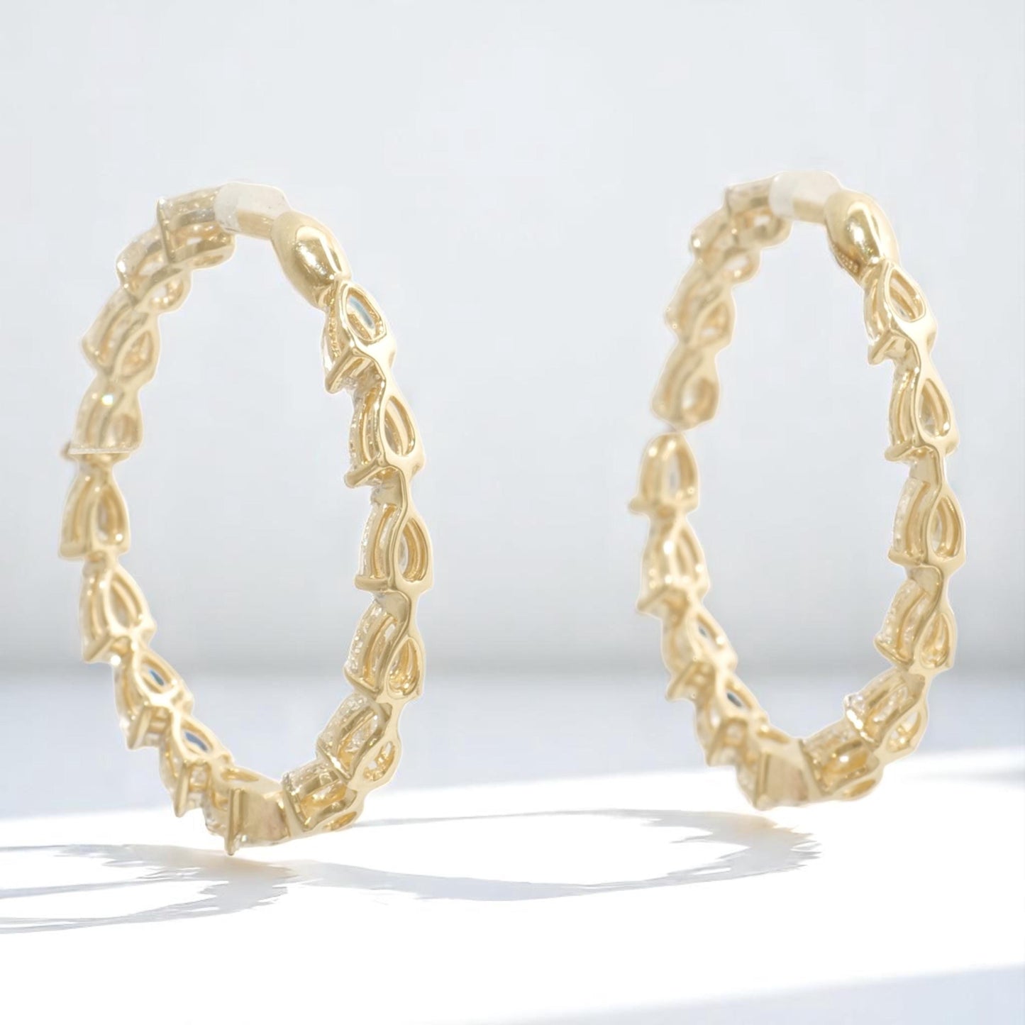 Teardrop Diamond Hoop Earrings