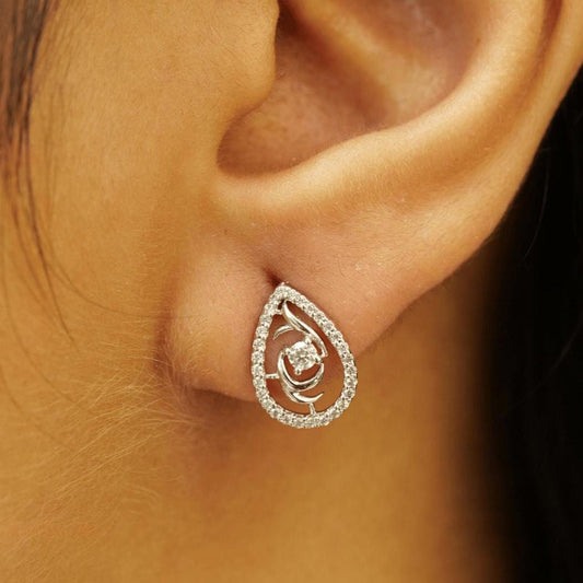 Teardrop Rose Diamond Stud Earrings