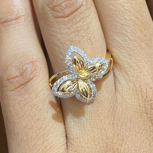 Butterfly Halo Natural Diamond Ring