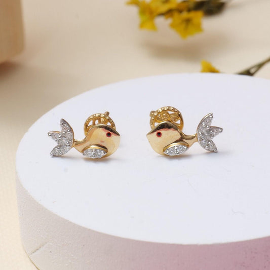 Kids Fish Diamond Stud Earrings