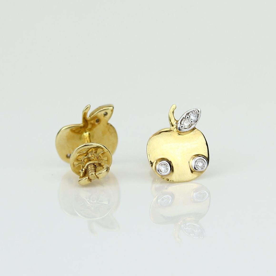 Kids Apple Diamond Stud Earrings