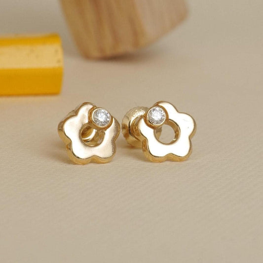 Kids Flower Diamond Stud Earrings