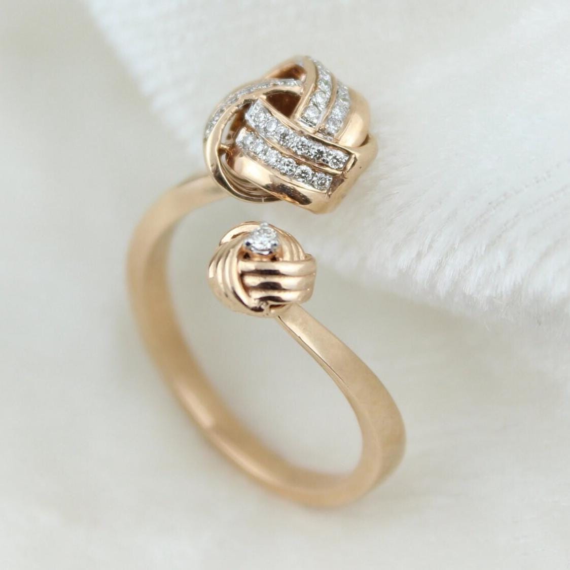 Love Knots Natural Diamond Open Cuff Ring