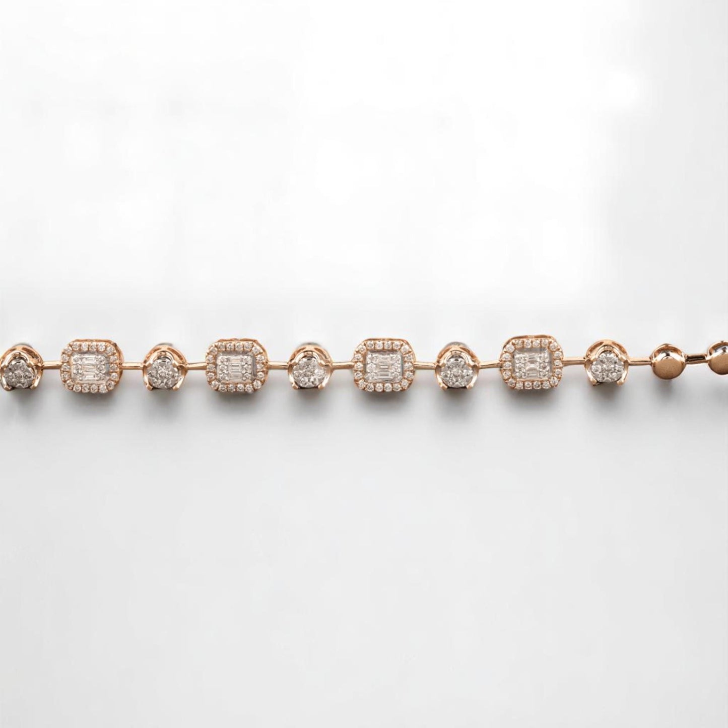 Geometric Halo Natural Diamond Stackable Tennis Bracelet