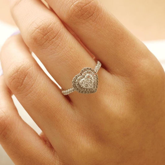 Heart Natural Diamond Cluster Proposal Ring