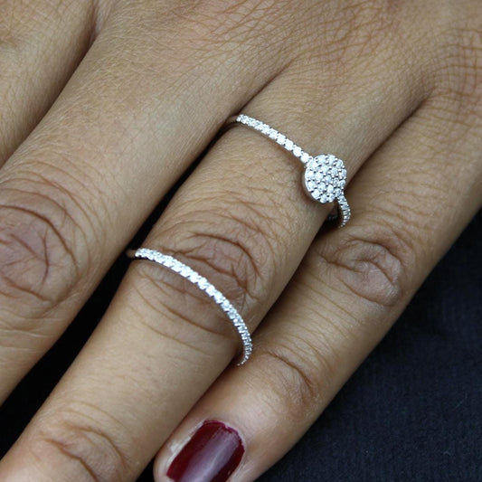 Double Band Circle Diamond Ring