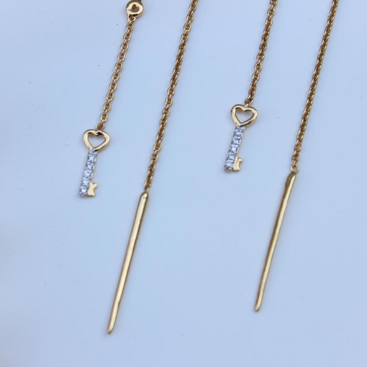 Lock And Key Thread Diamond Earrings