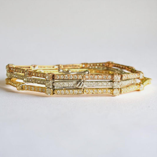 Trinity Natural Diamond Three Tone Tennis Bracelet