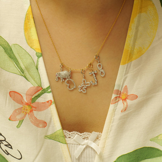 Butterfly Charm Natural Diamond Stacking Pendant