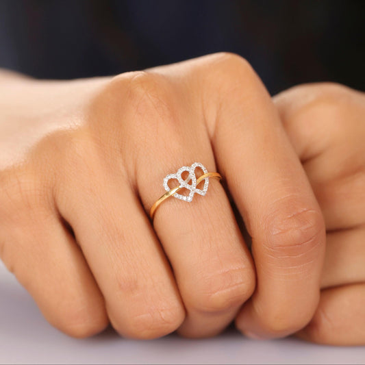 Double Heart Diamond Ring