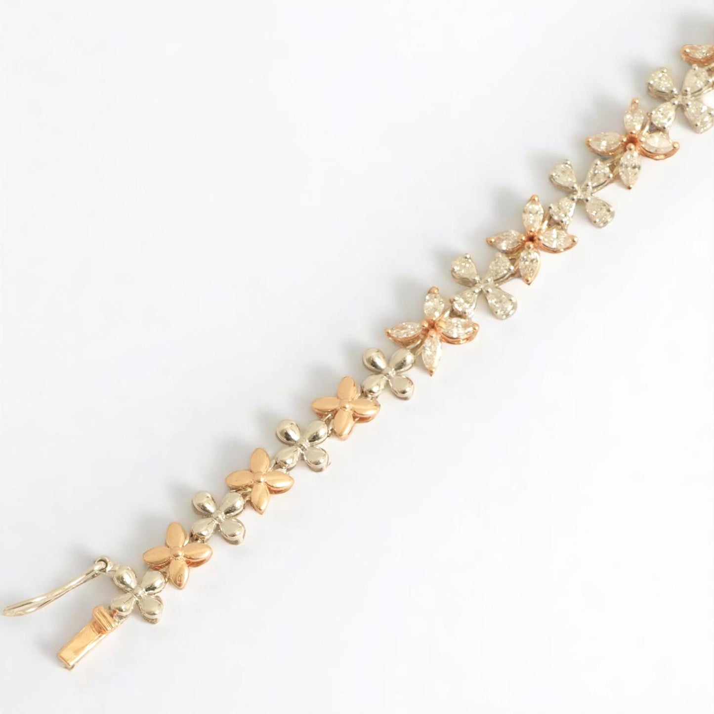 Floral Link Tennis Diamond Bracelet