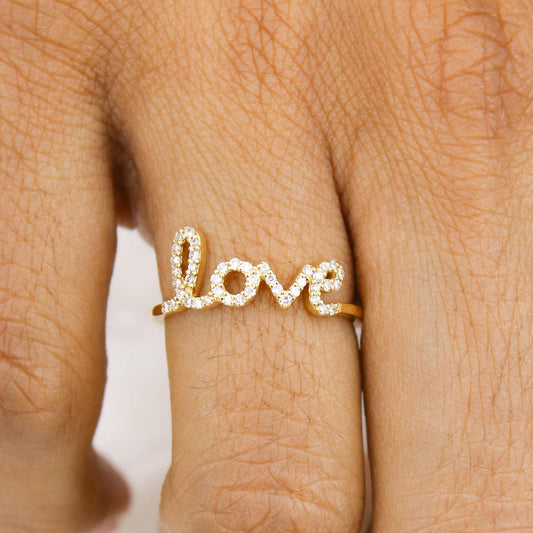 Love Script Diamond Ring