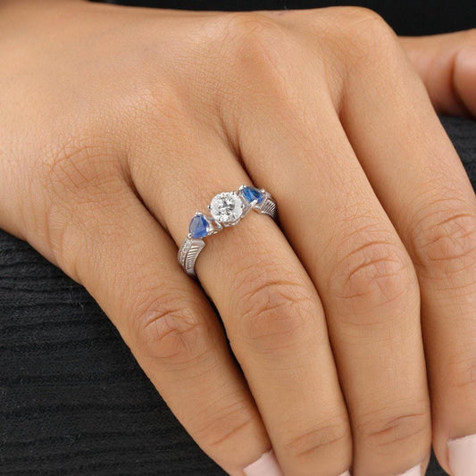 Solitaire Blue Sapphire Diamond Ring