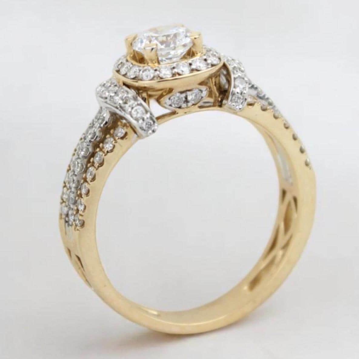 Round Solitaire Halo Natural Diamond Bridal Ring