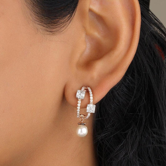 Pearl Drop Huggie Earrings