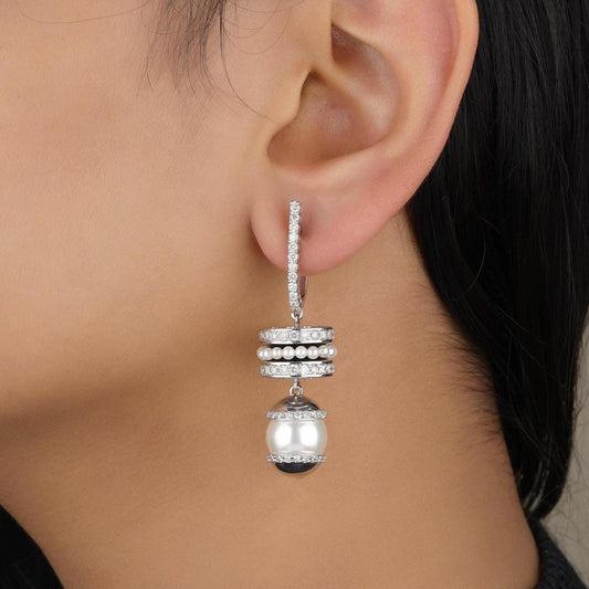 Pearl Drop Diamond Earrings