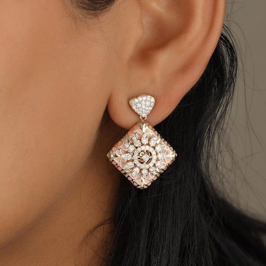 Floral Diamond Dangle Earrings