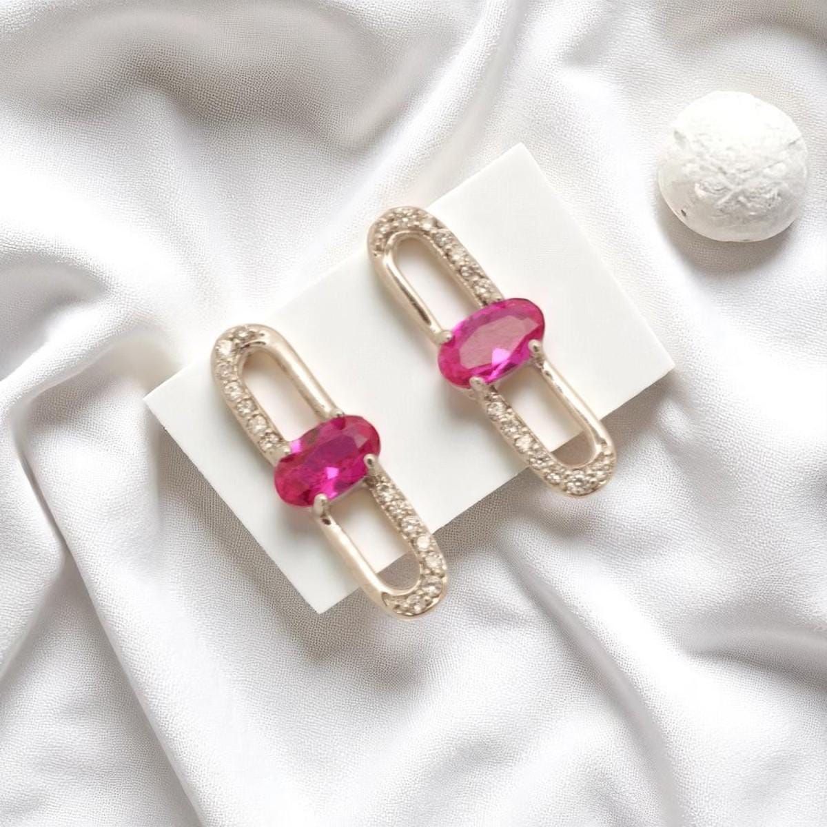 Paperclip Ruby Stud Earrings