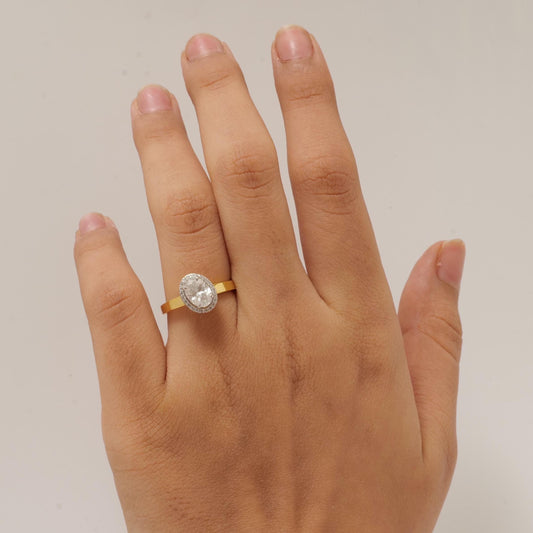 Oval Halo Solitaire Diamond Ring